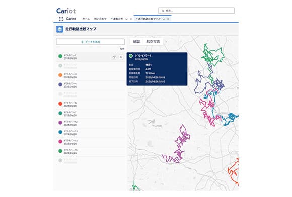 運転分析の画面