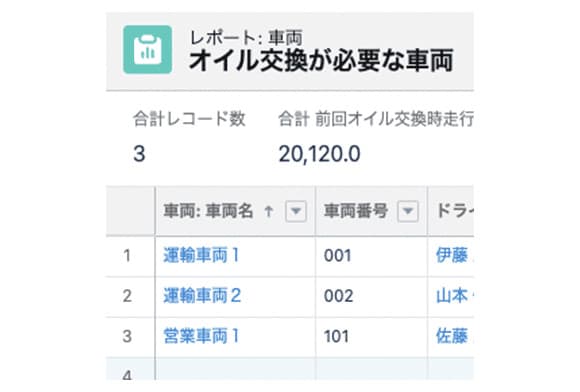 オイル交換の画面