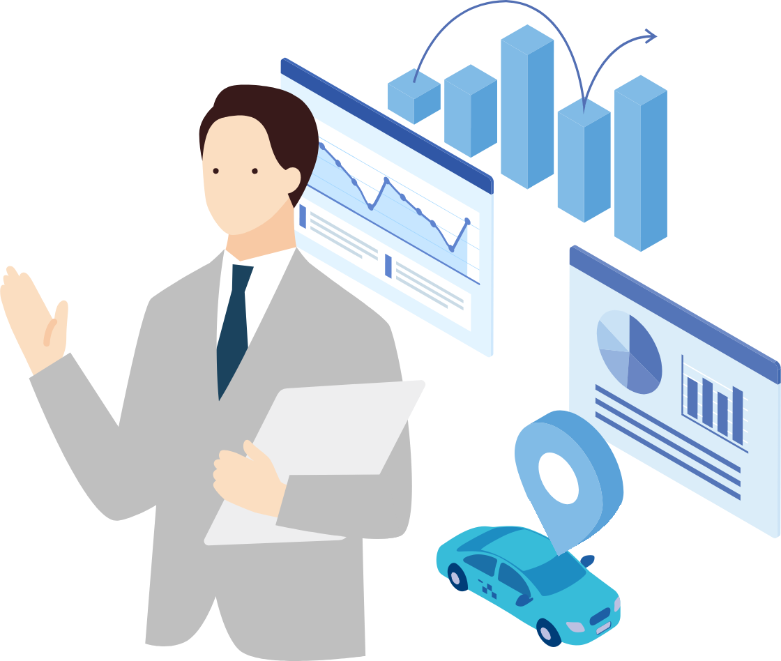 よくある質問を案内する担当者のイラスト